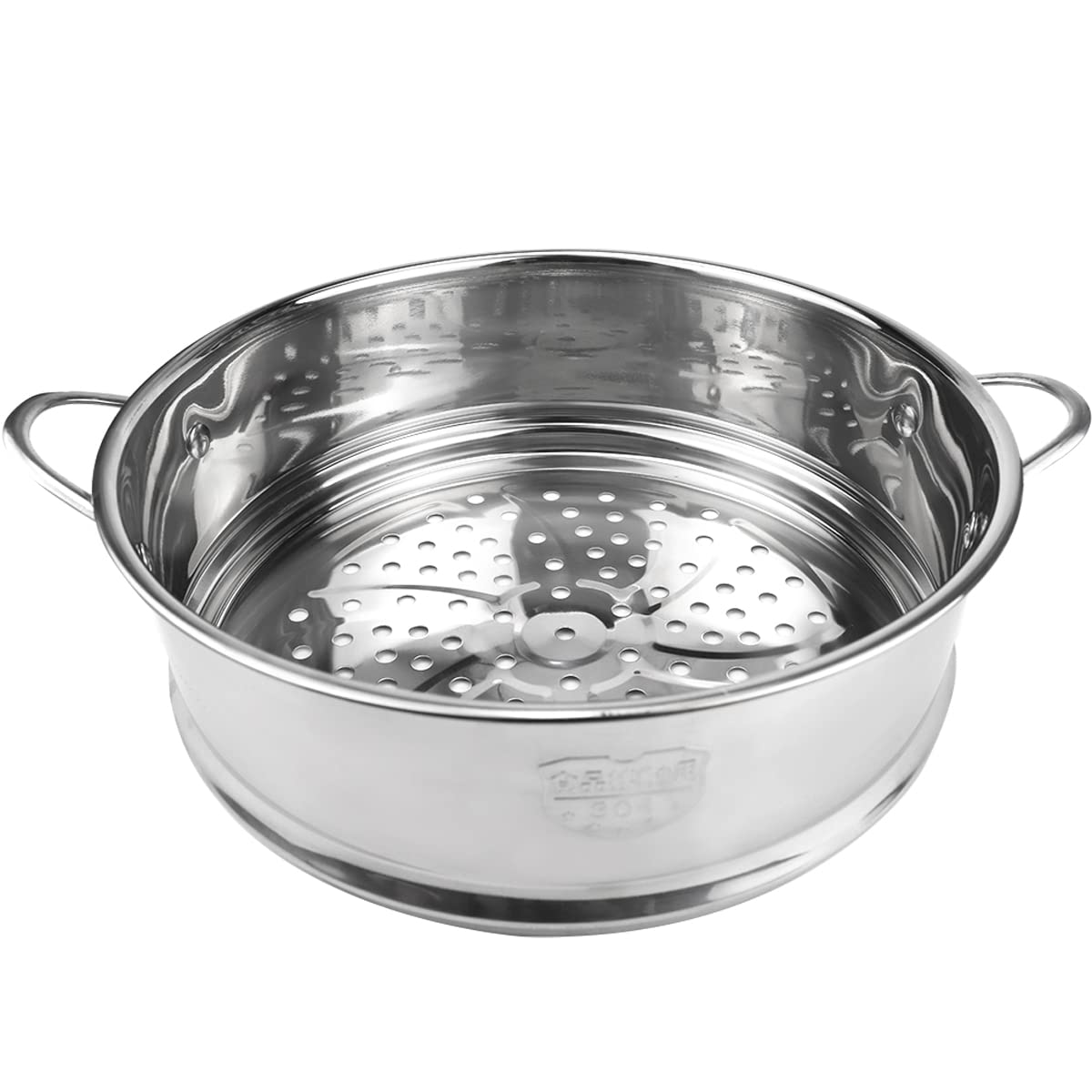 Olla de vapor de acero inoxidable, redonda de 8.6 pulgadas con estante de cocina y cesta de vapor de alimentos para cocina Dim Sum Dumplings Bun (plata, 22 cm)