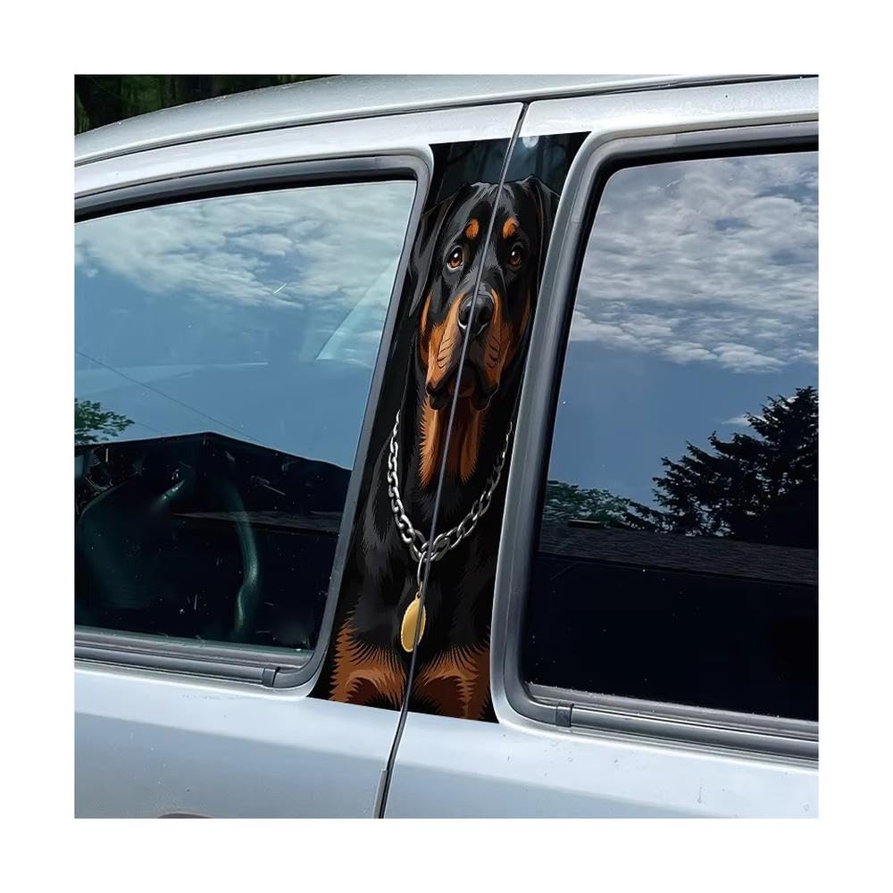 Bertdcx One Color Car Center Pillar Window Film Rottweiler Glossy Protective Polyethylene Film Auto Parts