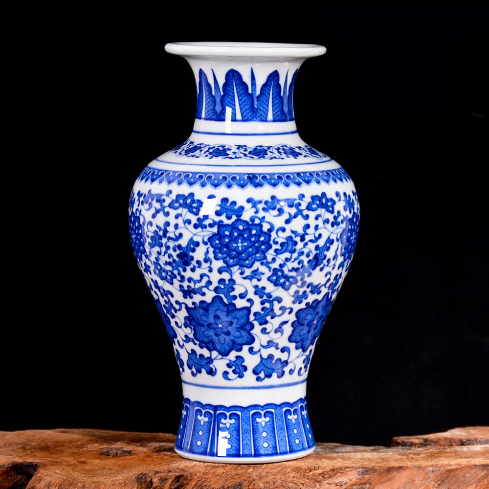 asdchZen Chinoiserie Jingdezhen Pottery And Porcelain Antique Blue And White Porcelain Vase Chinese Living Room Adornment Household Tv Cabinet Collection Furnishing,B