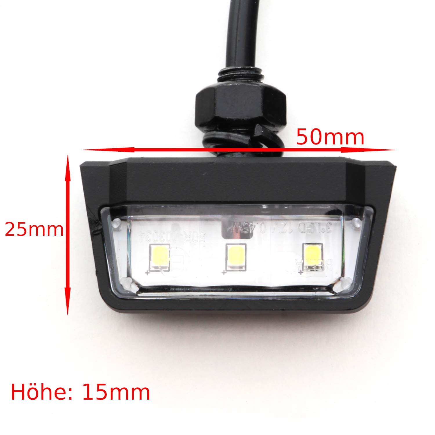 LED Kennzeichenbeleuchtung Schwarz - E-geprüft Für Motorrad, Quad & Roller | 12V Mit 6 SMD LEDs