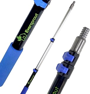 EVERSPROUT 1.5-to-3 Foot Telescopic Extension Pole (8-10 Foot Standing Reach) | Lightweight, Rust-Resistant Aluminum | 3/4” Thread Tip Works for Twist-On Squeegee, Duster, Paint Roller (Pole only)