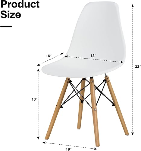 Miniatura 3 de ERGOMASTER DSW - Juego de 4 sillas de comedor modernas premontadas con patas de madera resistentes, sillas de plástico Shell Lounge para comedor,