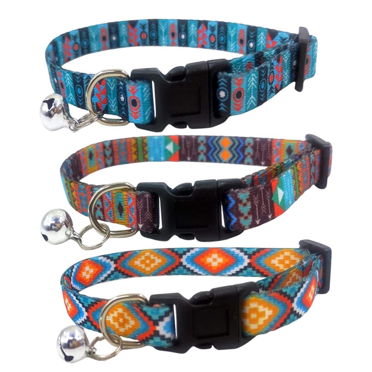 Mipcase 12stücke Verstellbare Katzenhalsbänder Mit Glöckchen Bohemian Stil Leicht Und Komfortabel Für Kätzchen Und Kleine Hunde Für Feste Und Alltag Verschiedene Designs