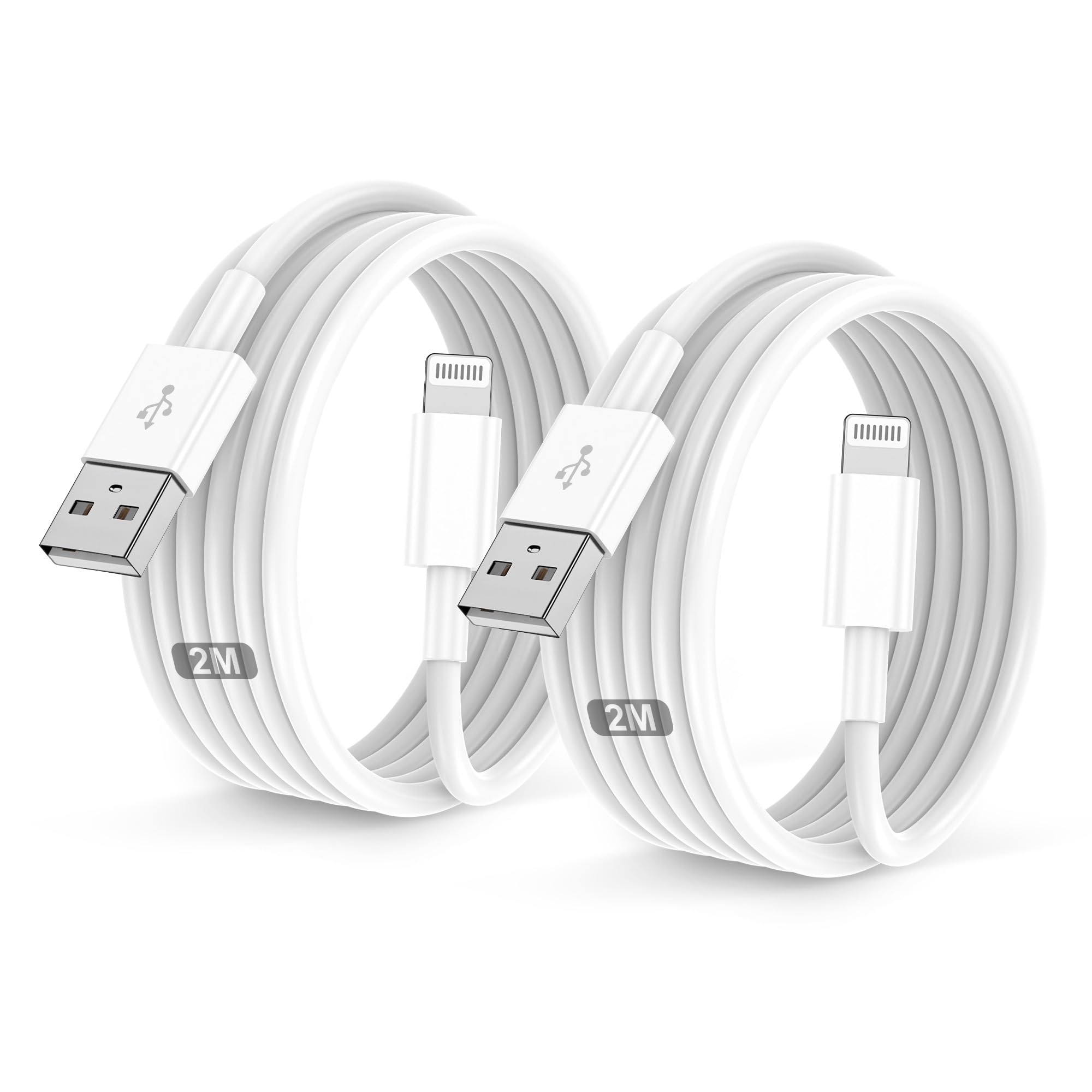 Cavo For IPhone Originale For Apple Certificato MFi,Cavetto USB Lightning Ricarica 2Pezzi 2M+2M For iPhone 14 Pro Max/13/12/11/XR/XS/X 8/7/6s/6/5/Plus/SE/SE 2/iPad Mini 4 caricatore cavi