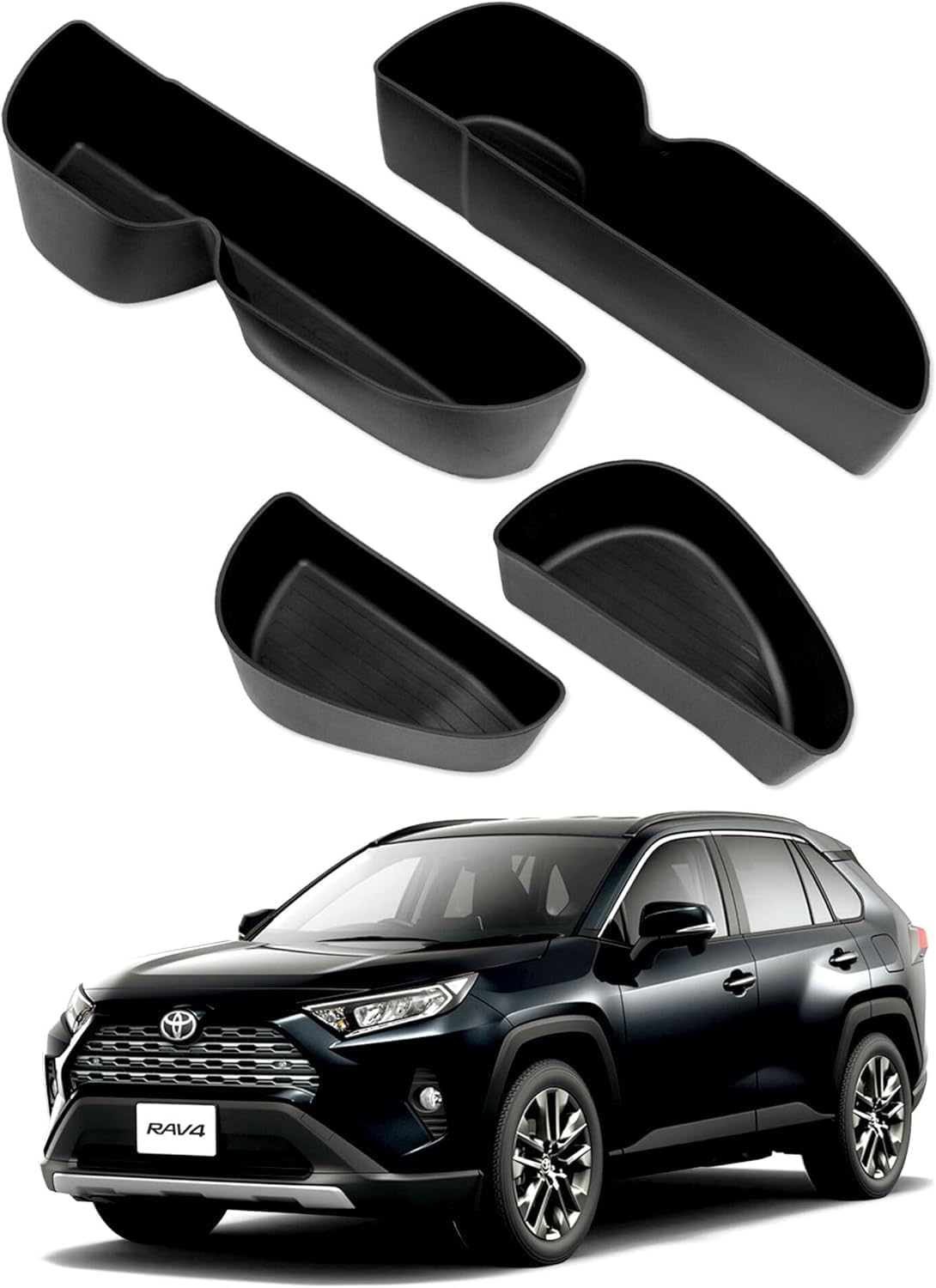 Door Pocket Inner Mats Compatible with Toyota RAV4 - Custom Fit TPE | Toyota RAV4 2019–2025 | Scratch-Resistant Protection Mat | Interior Accessories | Black | 4PCS - Japan Import