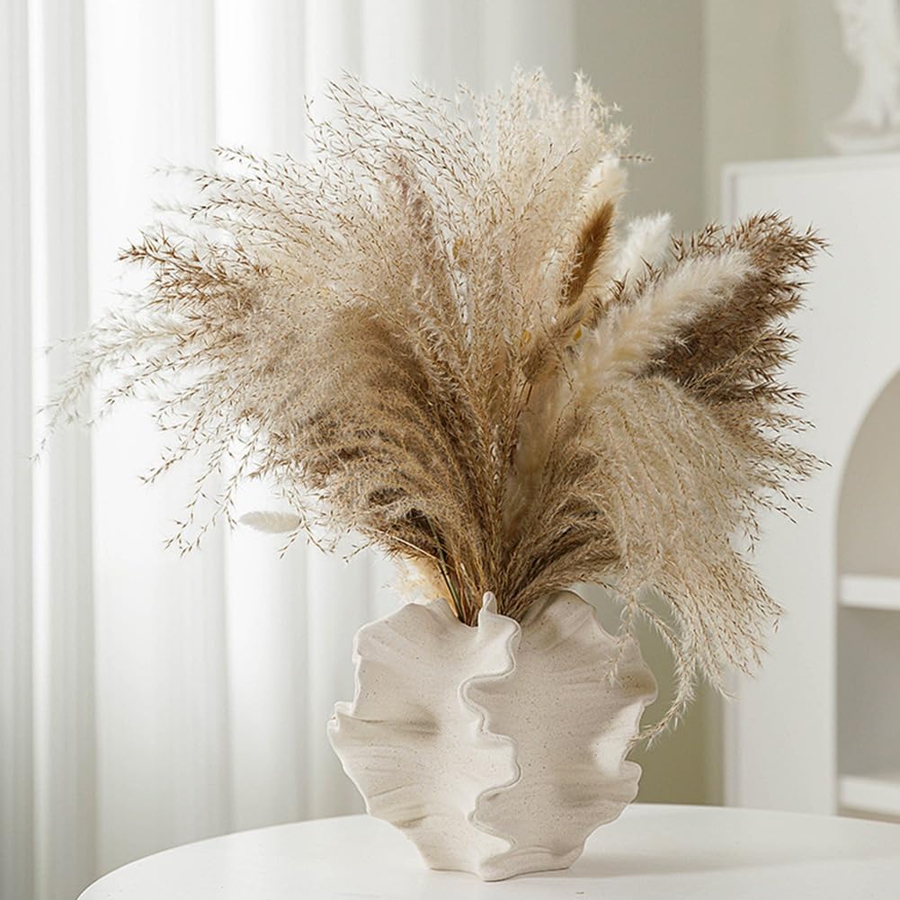 Coral Vase Nordic Art Container for Flower Pampas Grass Vase Living Room Tabletop Centerpieces Decor Creamy-White A Easy to Use