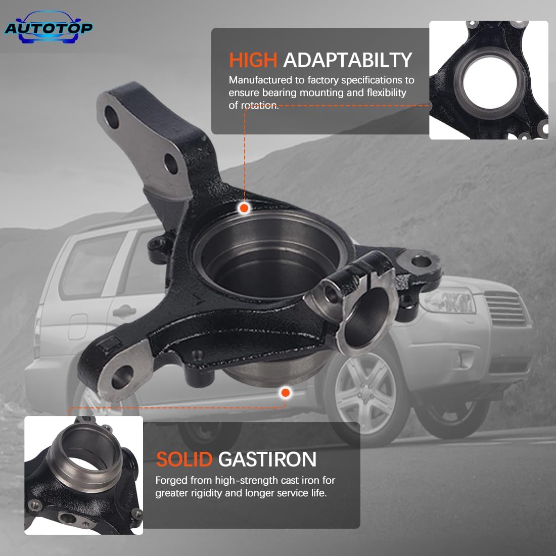 Front Right Steering Knuckle Compatible with Subaru Forester 2000–2008, Impreza 2000–2007, Legacy Outback 2000–2004, Baja 2003–2006, Replace 28313-AE020