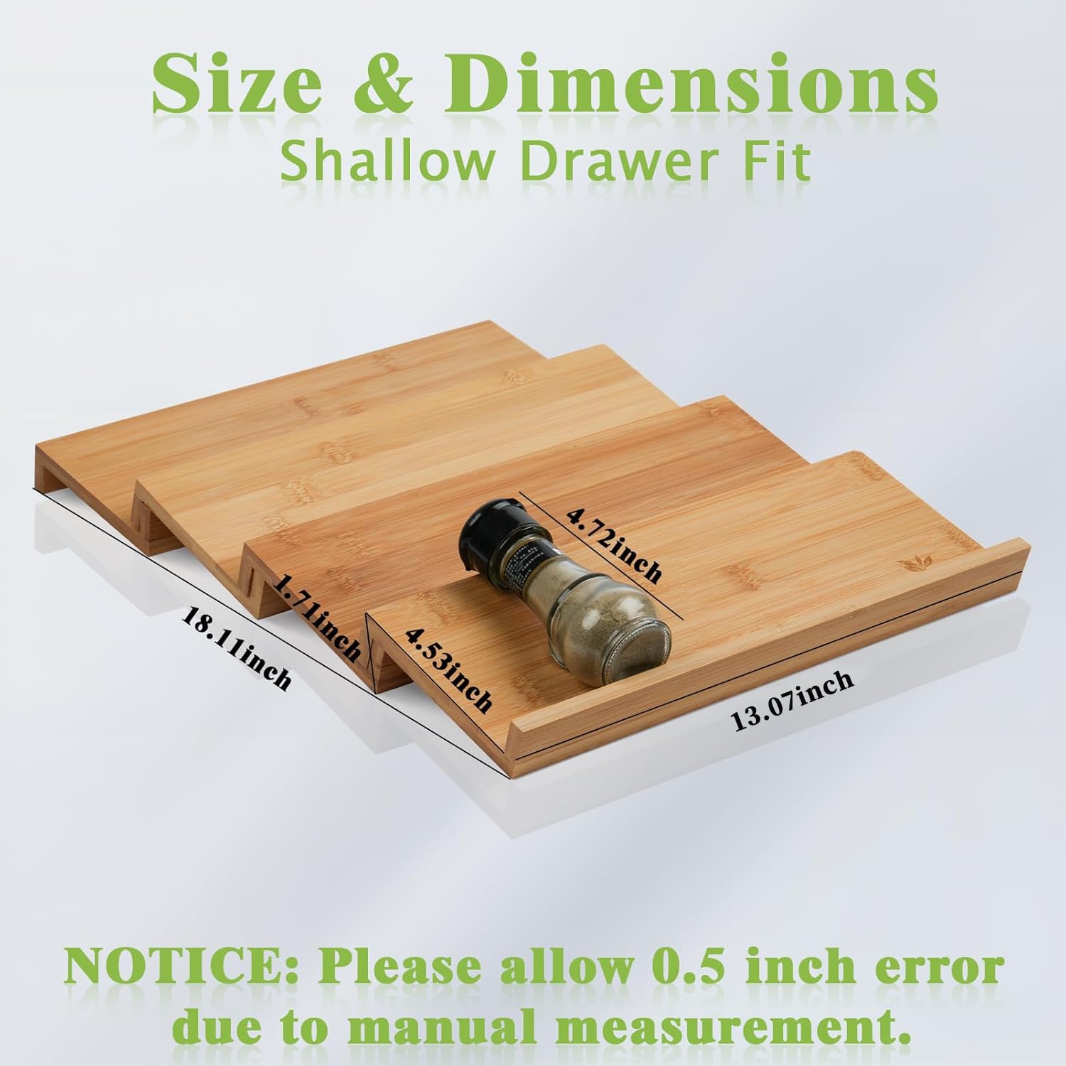 Bamboo Spice Drawer Organizer, 4 Tier Stackable Spice Rack for Cabinet (4.8