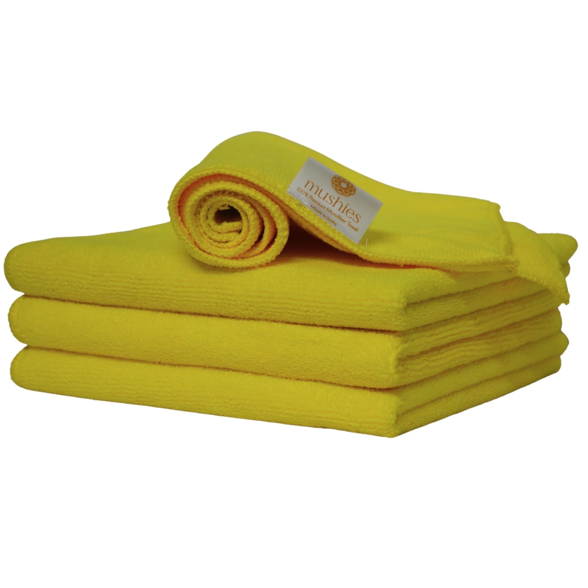MUSHIES 350 GSM Microfiber Large Cloth (Yellow, Pack of 1, 40x40 cm) Ultra Soft, Super Absorbent, Quick Dry, Reusable Microfibre Towel for Car Cleaning, Bike, Polishing, Washing, Detailing-image-12