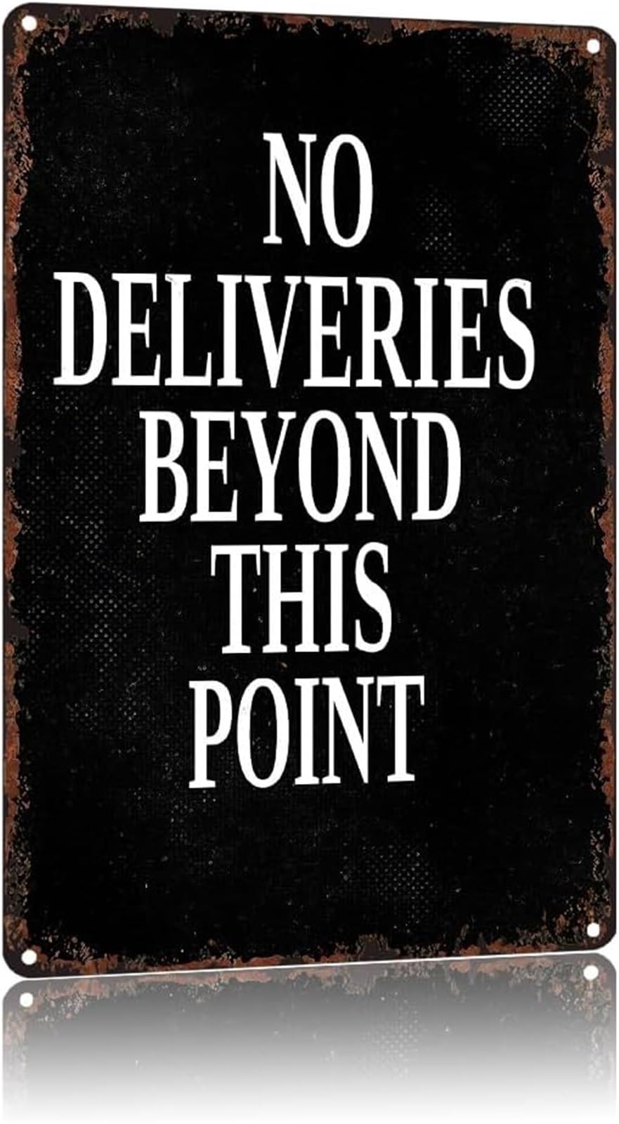 NWPNLXEA Vintage Vertical Warning Sign No Deliveries Beyond This Point Retro Aluminum Metal Tin Sign for Office Garage Door (8 X 12 in)
