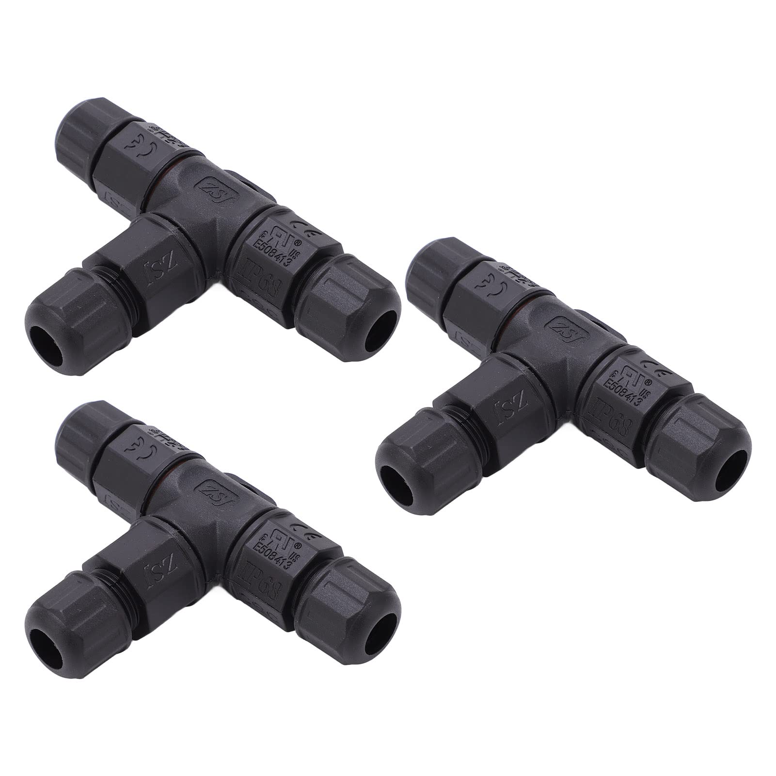 3 Way Junction Box Connector, 3 Pcs Silicone Sealing Circle 12mm Inner 3 Poles Waterproof Connector for Fountains for LED outdoor lights