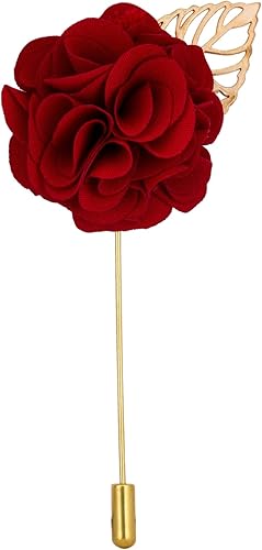 Pin de solapa para hombre, diseño de flor con broche de hoja dorada para traje, camisa, accesorios para hombre