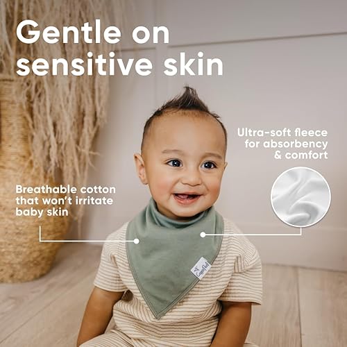 Miniatura 168 de Copper Pearl Paquete de 4 baberos de algodón suave para babeo y dentición, baberos absorbentes para bebés niñas y niños, ajustables para adaptarse a