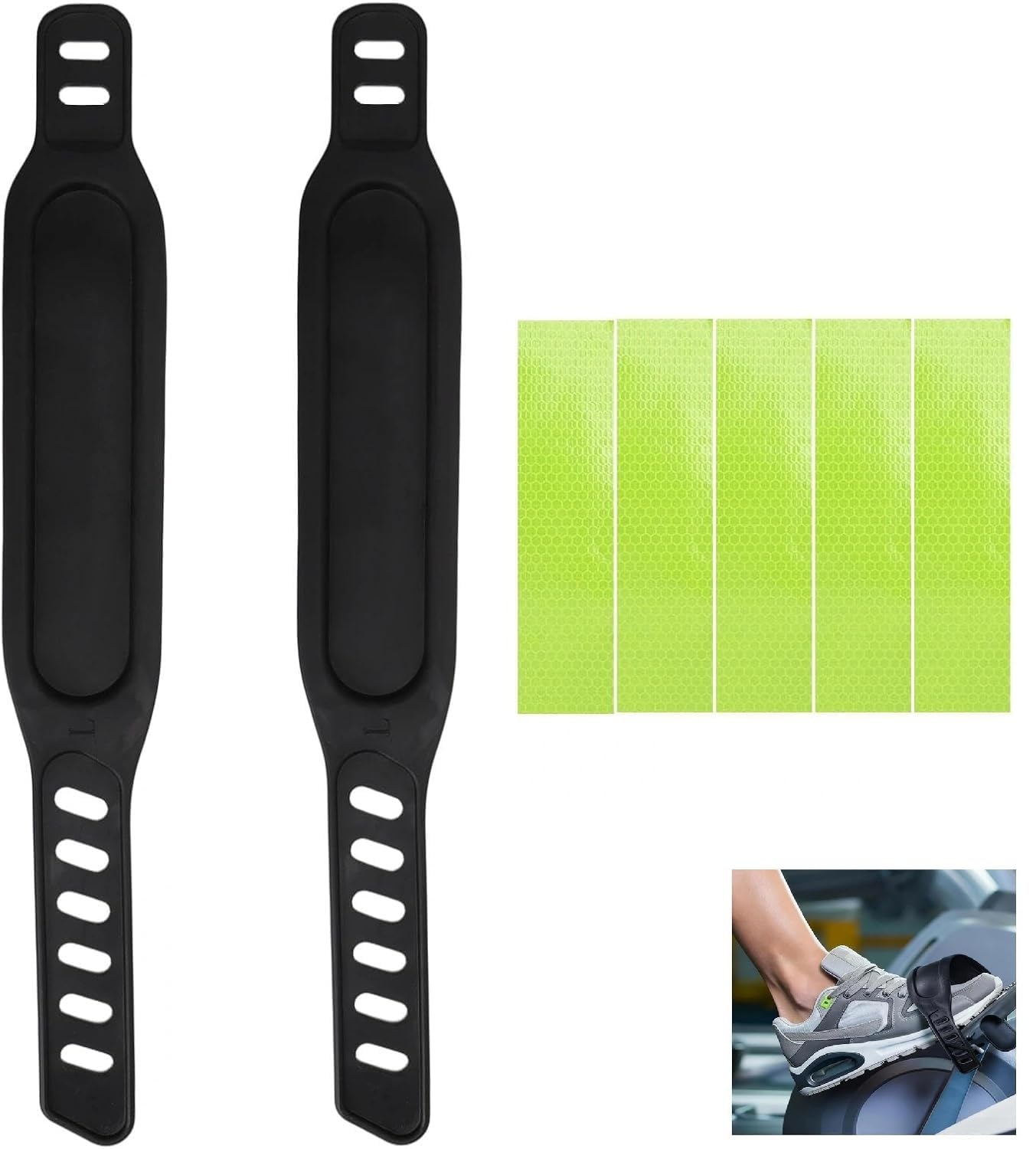 Cyclette, cinghie a pedale con nastro riflettente, universale, per cyclette, lunghezza regolabile, per la maggior parte dei pedali della bicicletta, ciclo di bicicletta