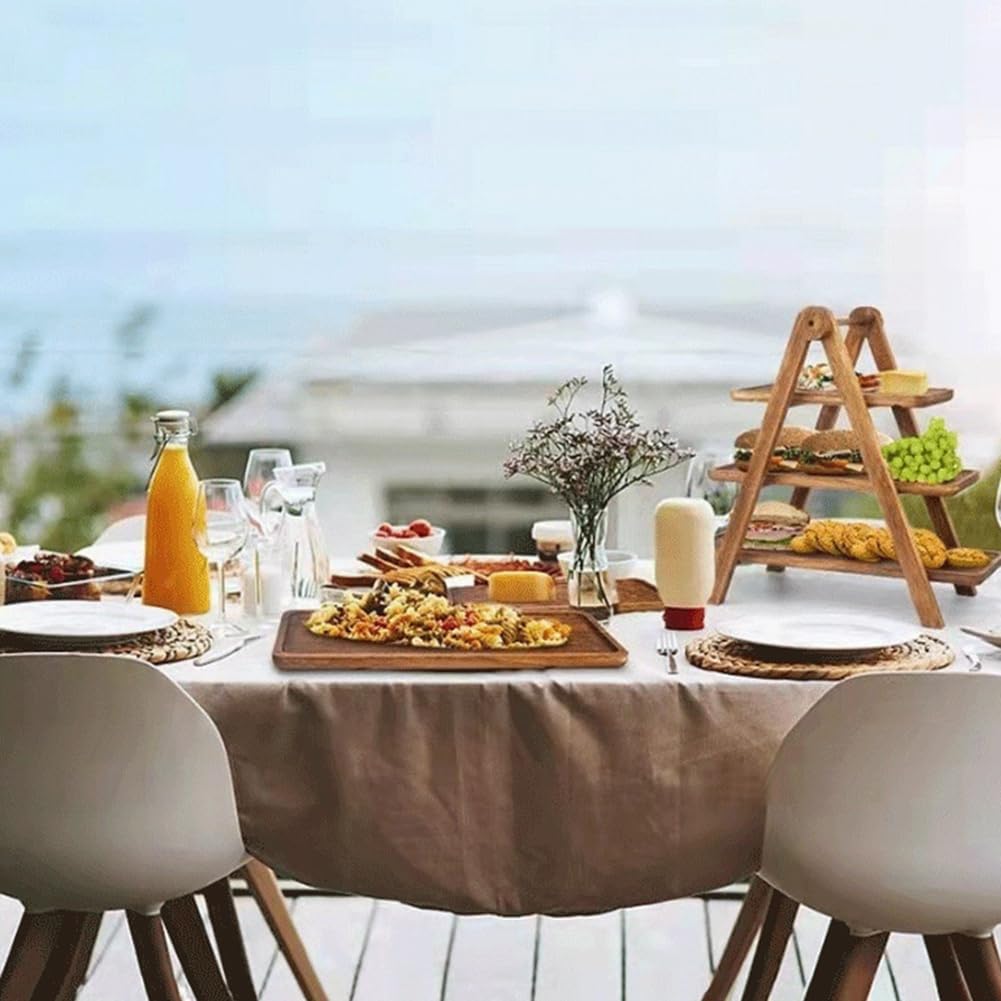 Fivetwofive Plateau à 3 niveaux en bois, plateau à étages, pour gâteaux, plateau à étages, style pays, plateau pour fêtes, assiettes et plateaux de service