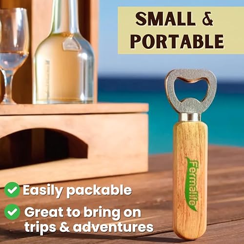Miniatura 6 de FERMALIFE - Abrebotellas de madera, resistente, grabable para refrescos, sidra de manzana, botellas, cerveza en bares, restaurante, hogar, cocina,
