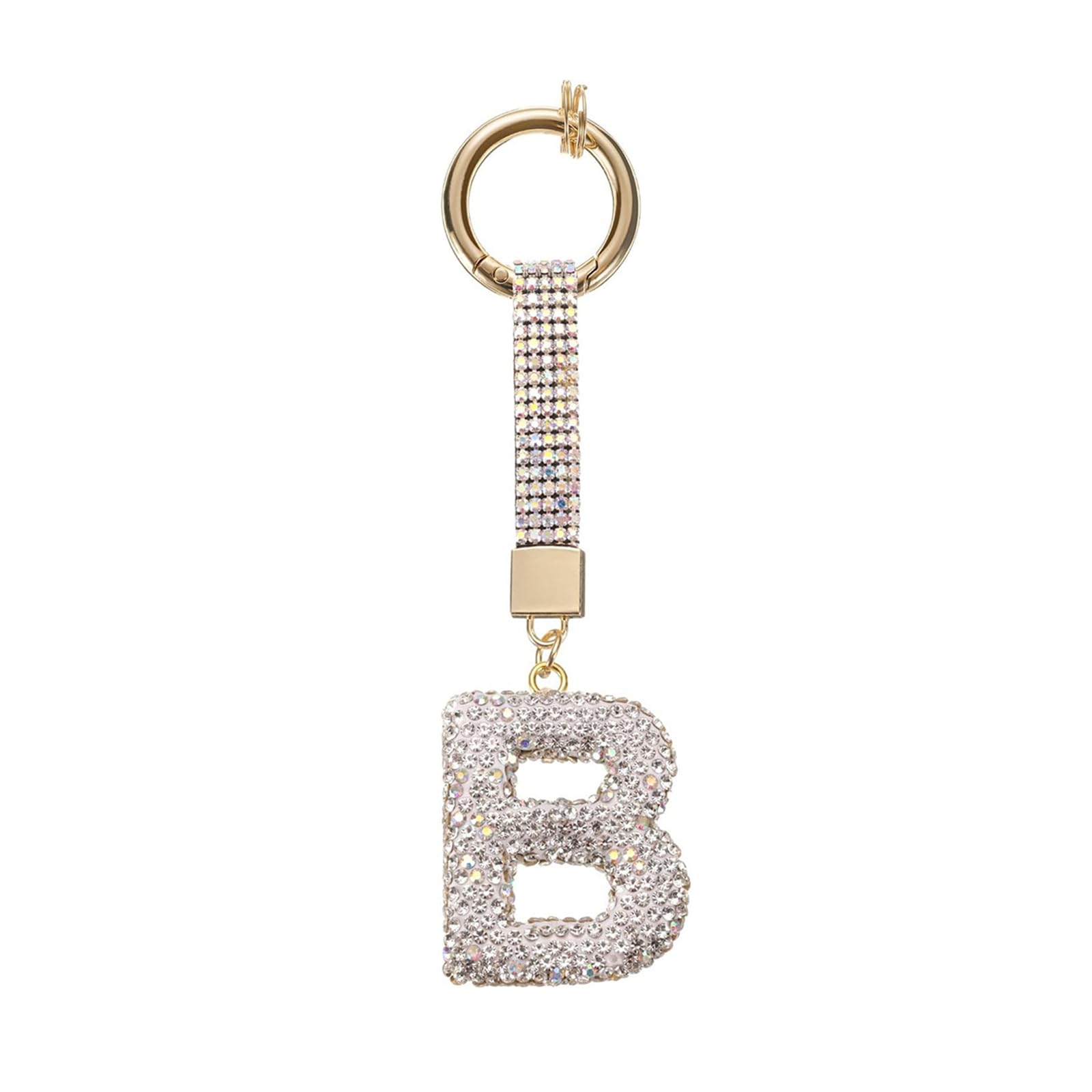 APGLSXY Glittering Initial Charm Keyring Premium Alloy Pendant Individualized Bag Decoration Keyrings Pendant for Adults Rhinestones Letter Keychain
