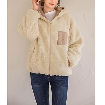 Amazon | [ハト] ボアブルゾン ボアジャケット フード付き