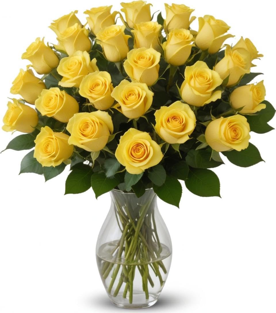 25 Yellow Roses | Arabella Bouquets | Real Fresh Flowers for Delivery, Gift for Birthday Women, Congratulations, Anniversary, Thank You, Valentine's Day