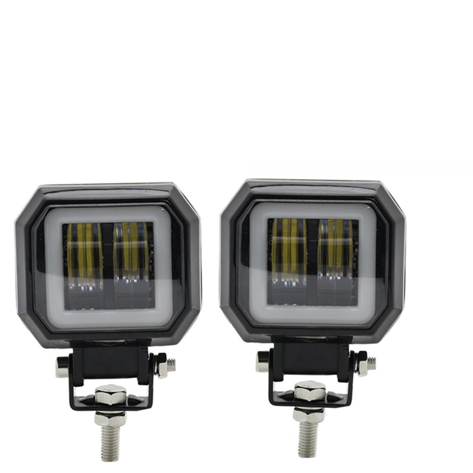 LED Oświetlenie pomocnicze Okrągła lampka LED w kształcie anioła | 2 szt. 12V-80V wodoodporne przenośne reflektory motocyklowe ciężarówka terenowa(2x white and yellow 3)