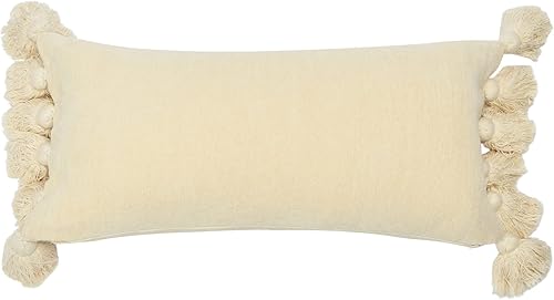 Main + Mesa Almohada lumbar de felpilla de algodón de gran tamaño con borlas