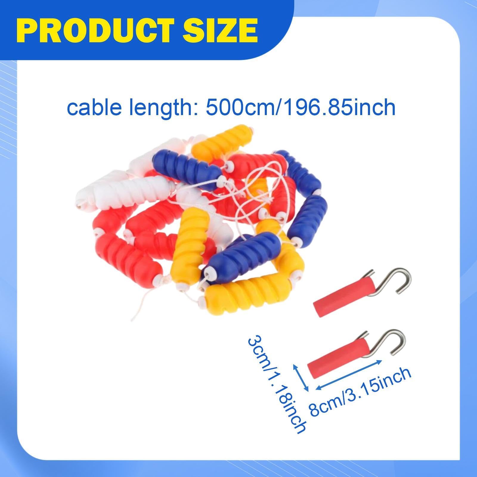 LOVIVER Kit de Flotteur de Corde de Piscine avec 2 Crochets, Corde de Couloir de Nage Haute Visibilité, Accessoire de Sécurité Polyvalent pour Compétition, Plage et Événement, Piscine Creusée de Fête