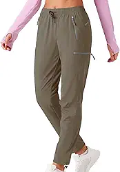 Calça cargo feminina, leve, de secagem rápida, resistente à água, FPS 50+, cintura elástica e bolsos com zíper