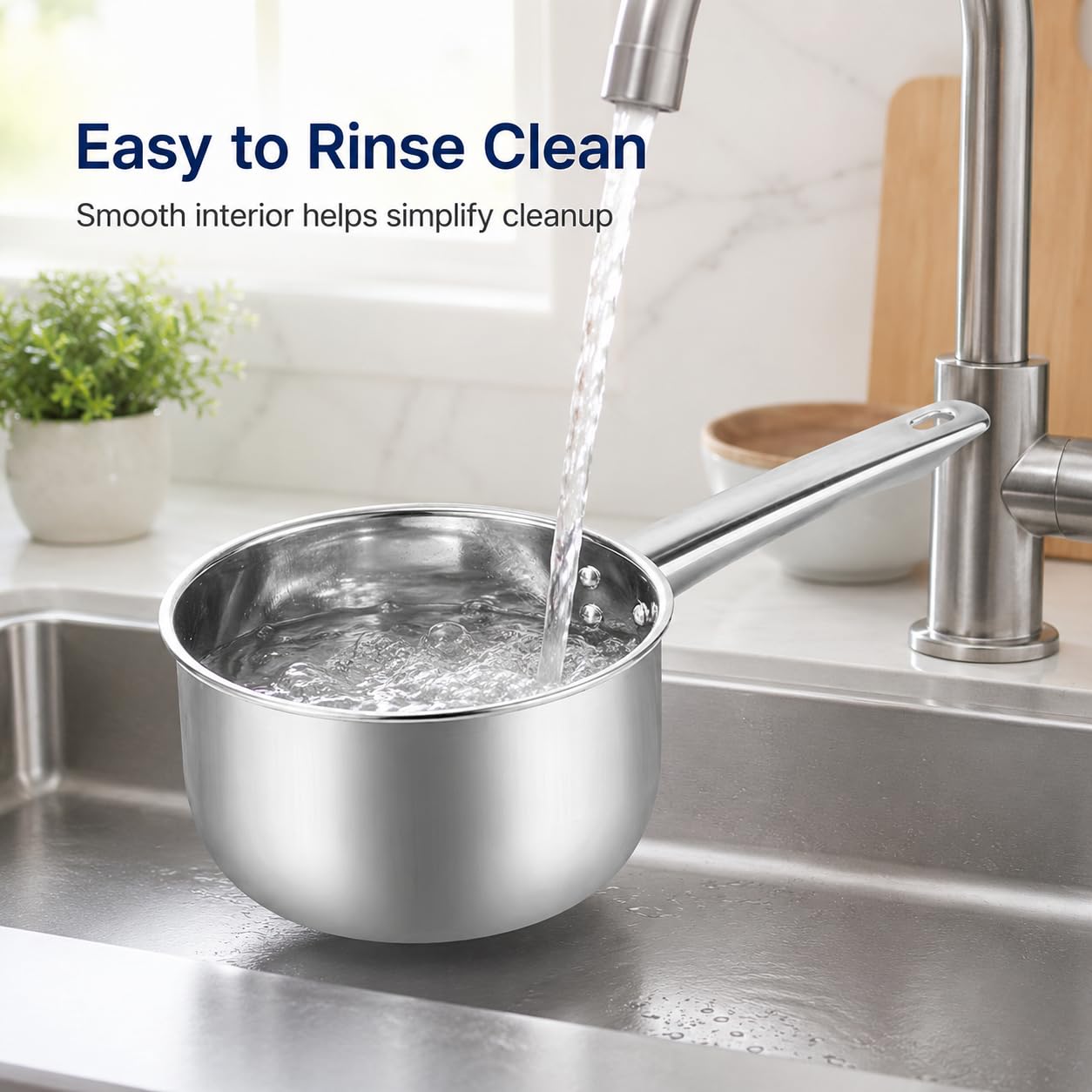 Louche à soupe en acier inoxydable avec long manche pour laver les cheveux, la douche, le bain, la cuisine, la salle de bain, 18 cm