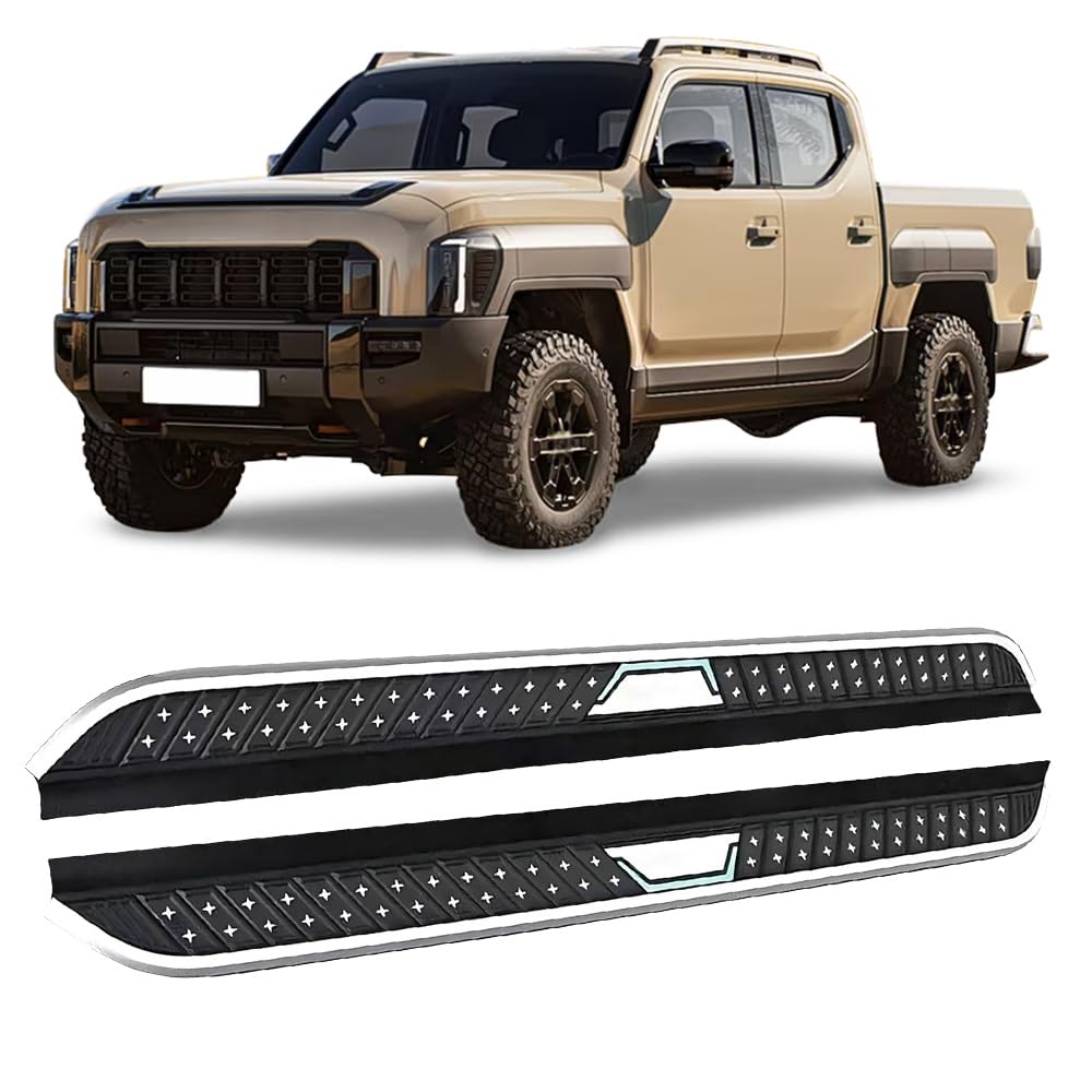 2PCS Aluminum Side Steps Running Boards Compatible with Kia Tasman 2025 2026 Fixed Mount Nerf Bars with Anti-Slip Surface Rugged Rocker Panel & Door Protection