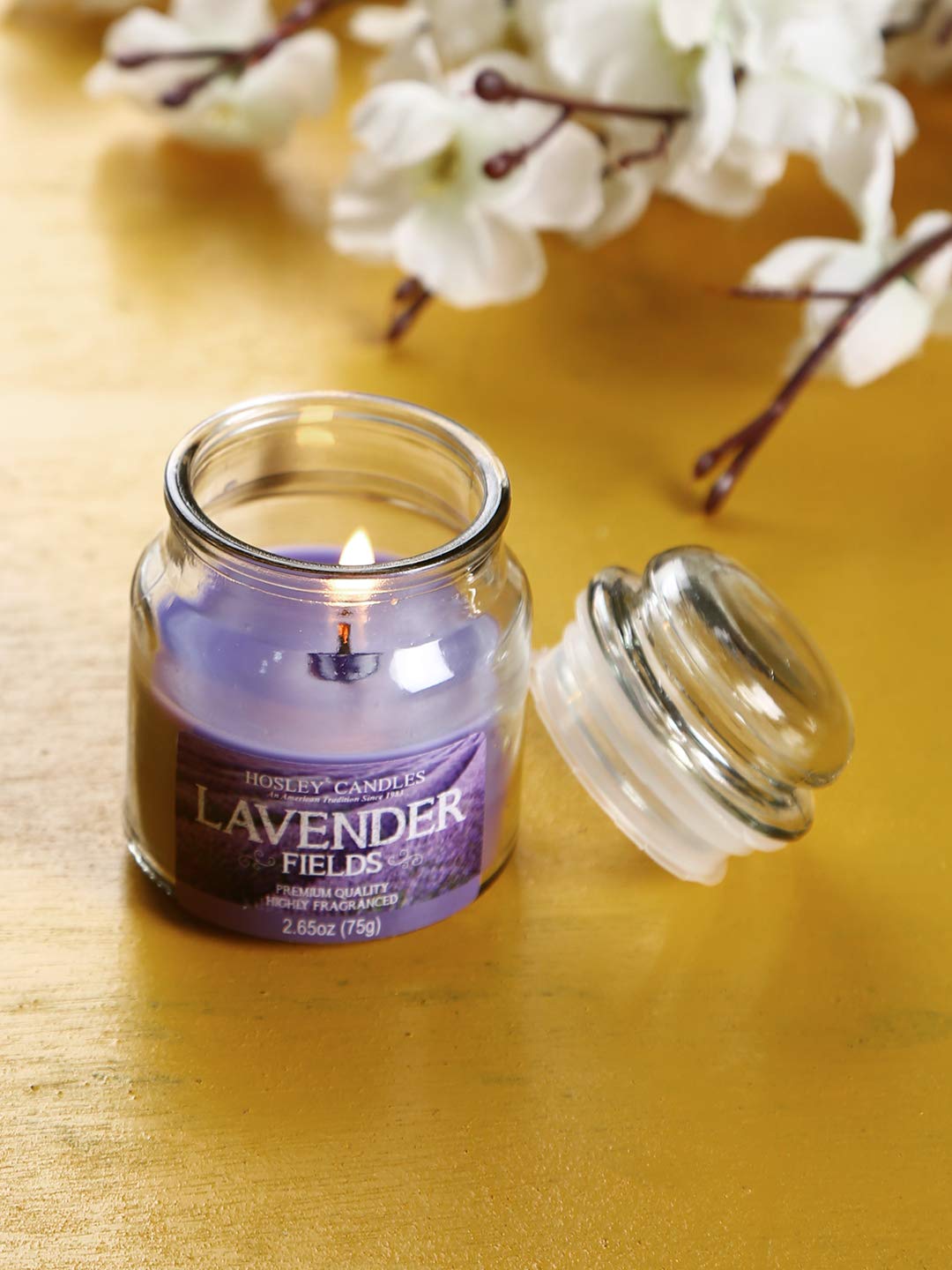 HOSLEY Lavender Fields Fragrance Jar Candle Pack of 1 (2.65 Oz Wax)Fragrance Candles for Home