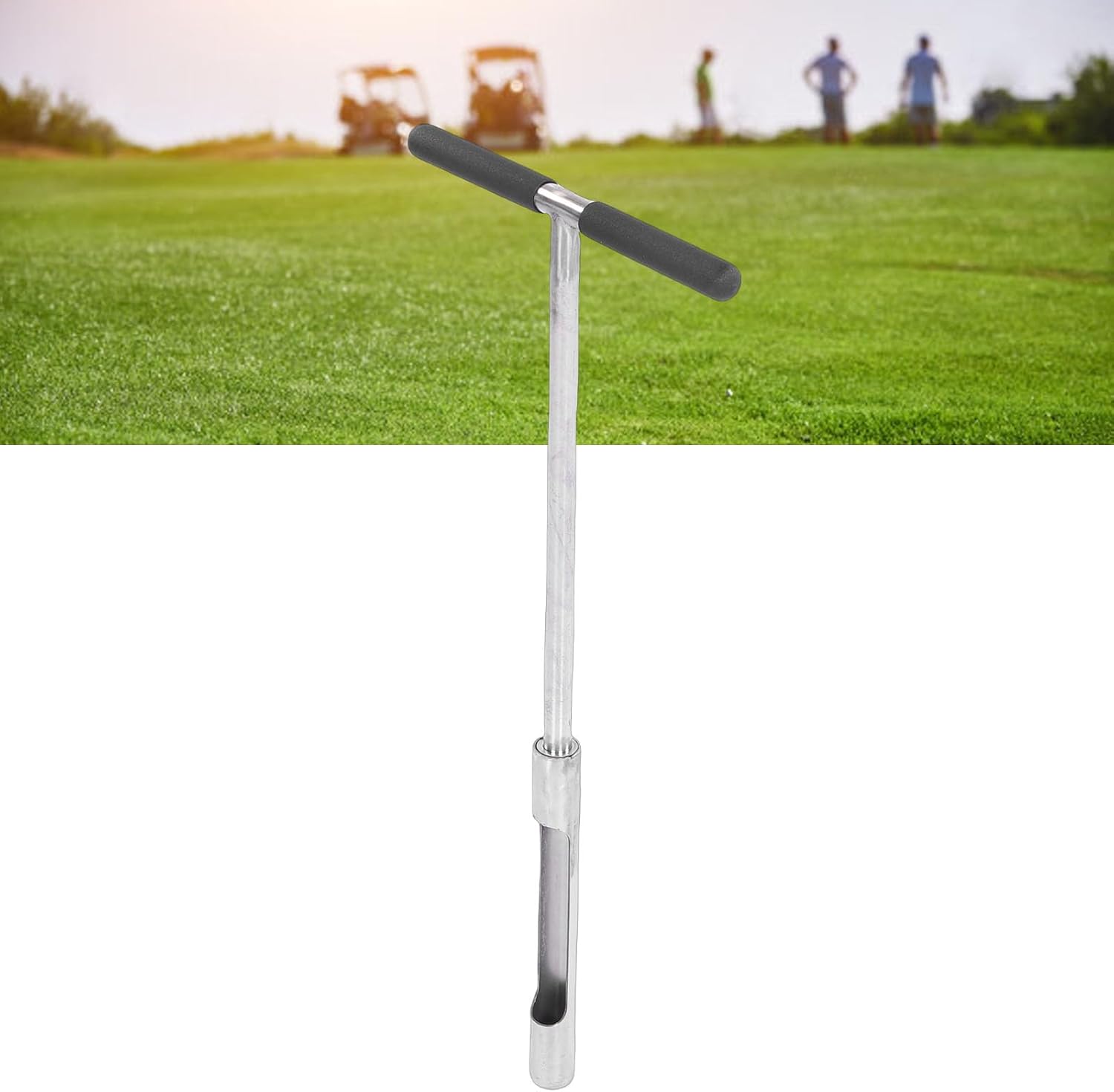 Drfeify Soil Probe, 304 Stainless Steel T Handle Sampling Tool for Garden Lawn PH Testing and Soil Sampling 30.31in Length
