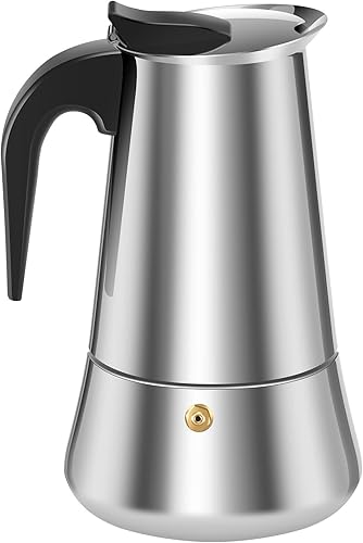 Miniatura 1 de Moka Pot Espresso, 9 tazas de café expreso, cafetera de acero inoxidable Moka Pot 15.2 fl oz15oz cafetera italiana para inducción, estufa (1)