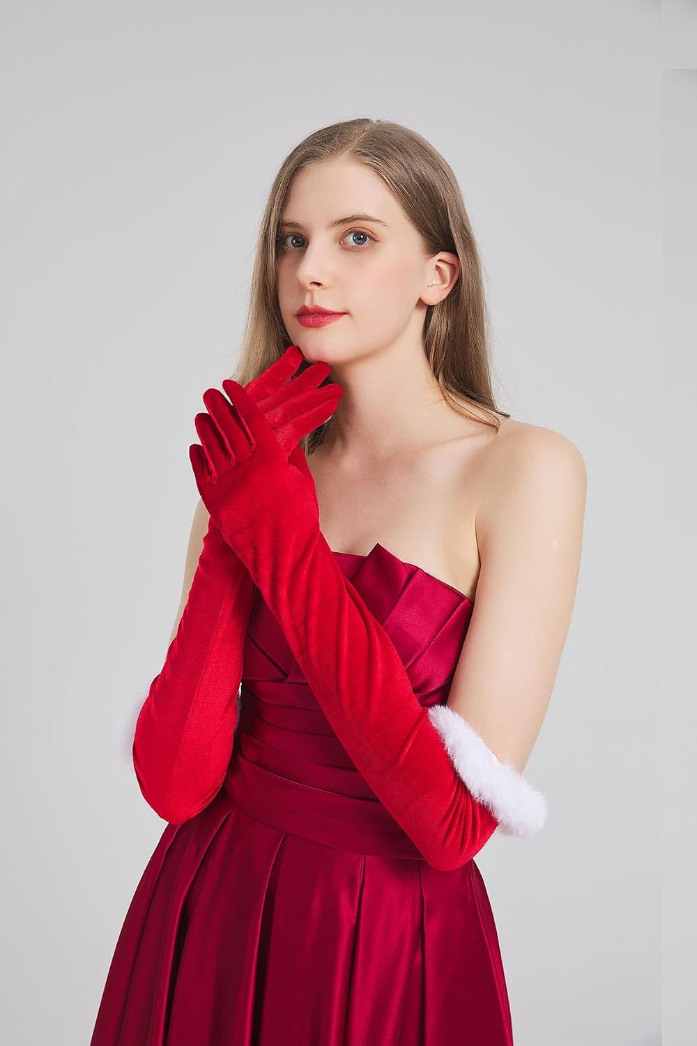 Long Velvet Gloves Women Costume Elbow Length for Opera Halloween Cosplay 1920s Gatsby Party Formal Evening Dress up