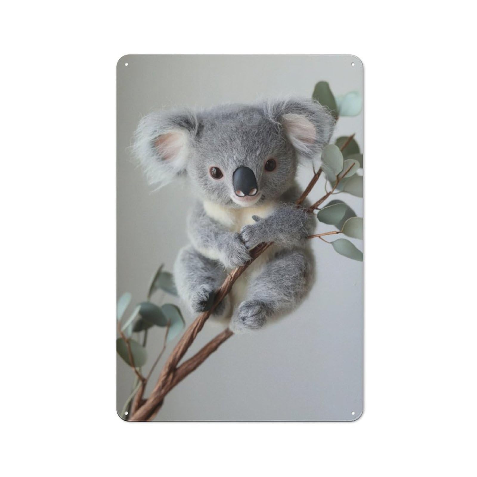 Junmoney Cute Fluffy Koala Metal Wall Sign 30X20cm Featuring For Bar Or Restaurant, For Bar Decor Enthusiasts