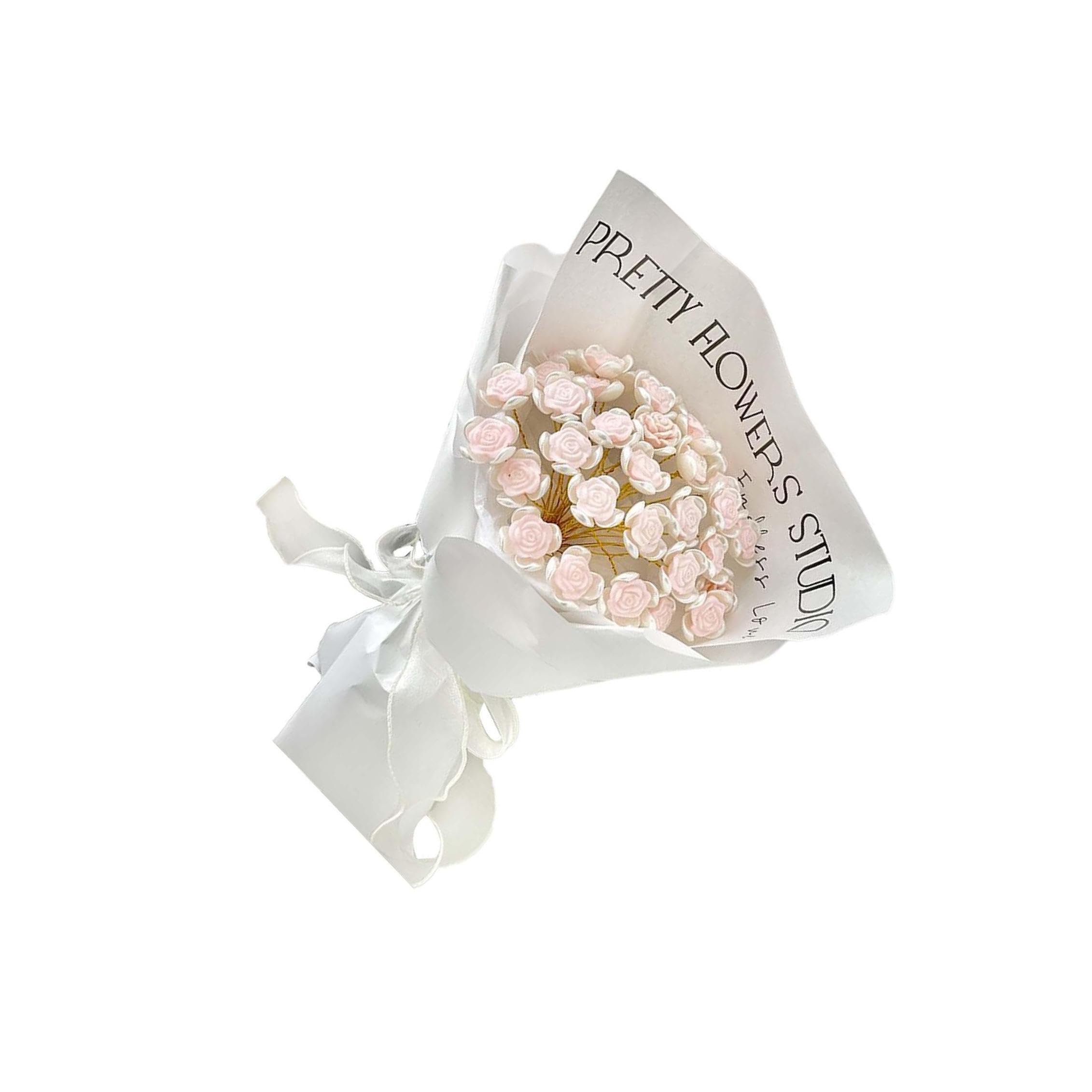 Pixzcsa Pink Flower Can Watch For Long Time. Unique Flower Crafting Set For Making Beautiful Artificial Rs Bouquets Bouquet Making Craft Kids Adults, 21 Pcs