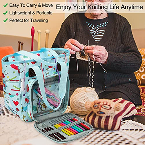 Coopay COOPAYGZY00019 Knitting Bag Yarn Storage Organizer, Portable Knitting Tote Basket Yarn Bags For Crochet Hooks, Crocheting Kit, Knitting Needles, Yarn Balls, Project & Sewing Supplies thumb #5