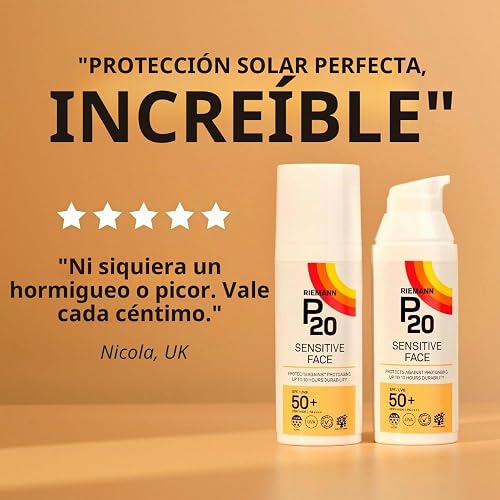 RIEMANN P20 Sensitive FACE SPF50+ UV Protection Cream, 50 Grams | Non Greasy Highly Effective Protects Face from UV Radiation |Sun Protection Factor 50+ | Wear under Make Up - 6
