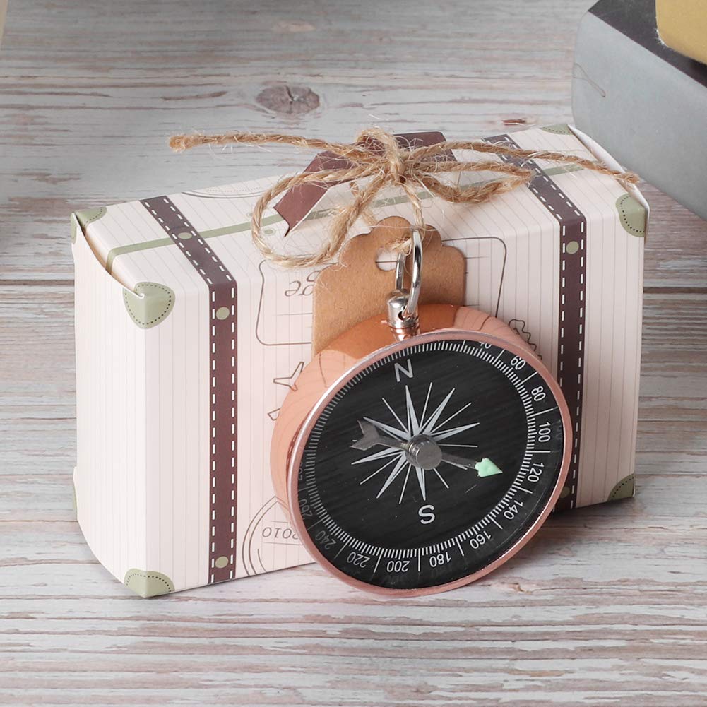 Wakects Set di Scatole Regalo per Bomboniere da 20 Pezzi Scatole di Caramelle di Carta con Bussola Ed Etichette Kraft 8 X 3 X 5 Cm per Viaggi a Tema Matrimonio Baby Shower Decorazioni per Feste di