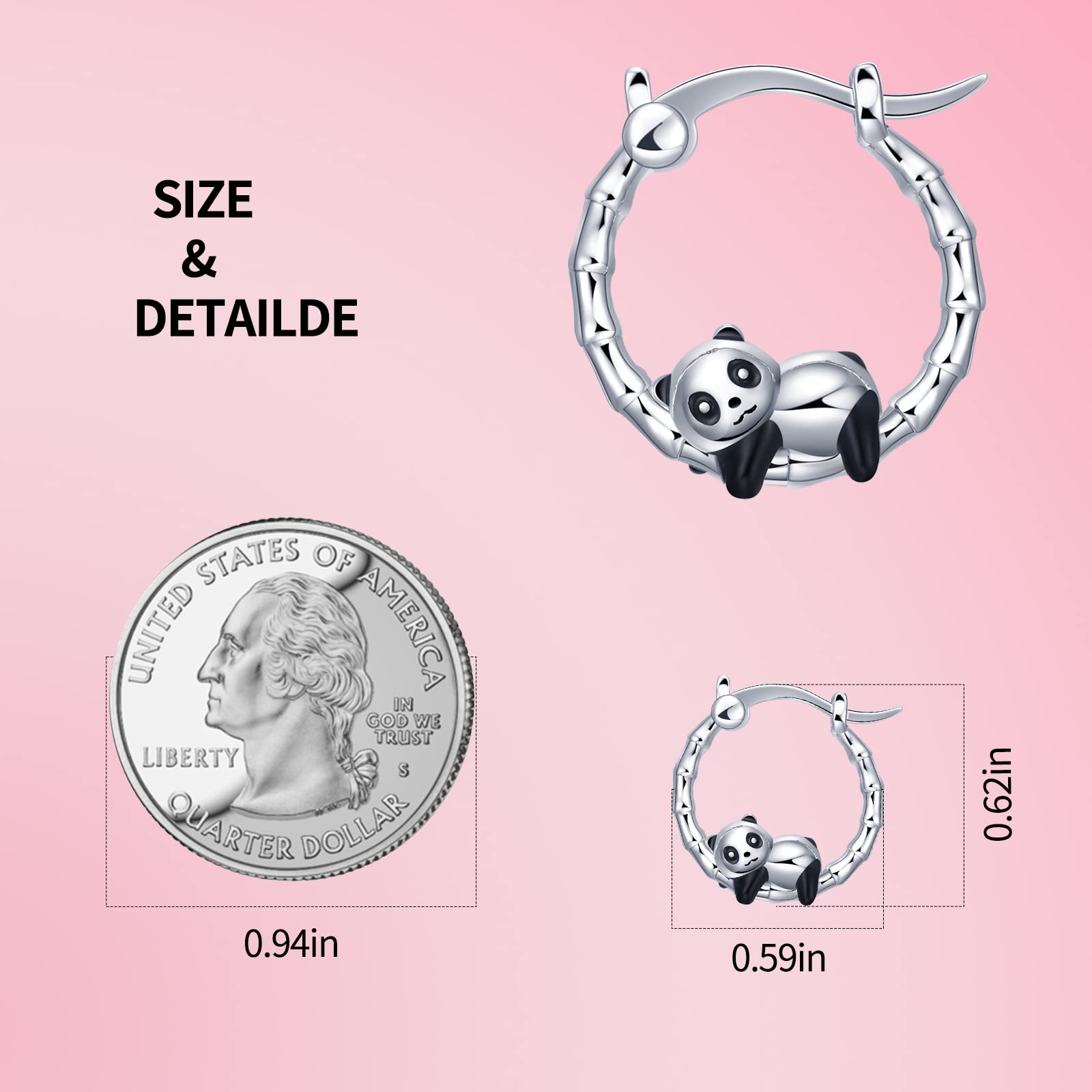 Boucles d'oreilles Panda Licorne Paresseux pour Filles - Qings Argent Sterling 925 Boucles d'oreilles Petite Creoles Animaux Hypoallergéniques Mignon Sloth Unicorn Panda Bijoux Cadeau d'Anniversaire