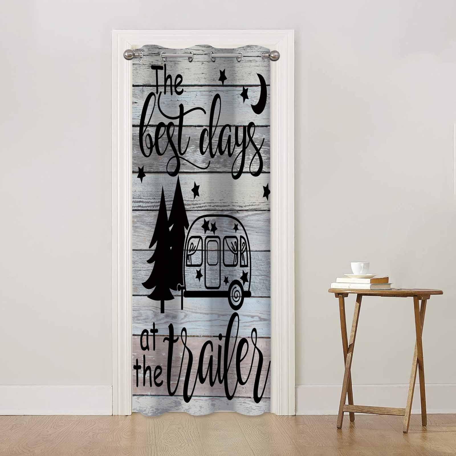 Haciadan Camping Doorway Curtains The Best Days are Spent at The Trailer Wooden Doorway Curtain 1 Panel 34" W X 80" L Door Drape for Kitchen