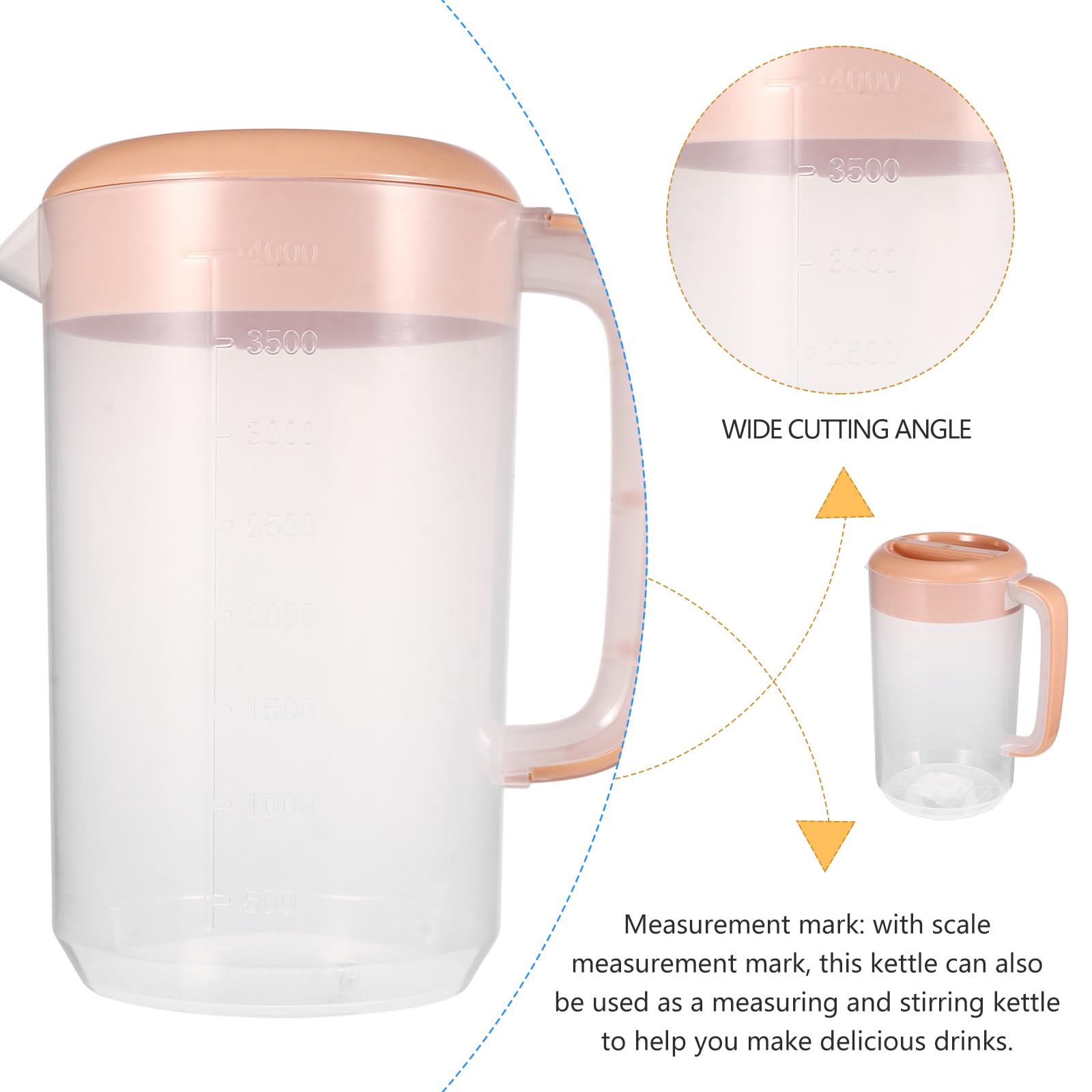 UPKOCH 4L Granesse en Plastique Transparent Grand avec Couvercle de 4 L Pichet à Eau en Plastique avec Couvercle Et Poignée Pichet de Boissons Plaque en Plastique avec Couvercle Et Pichet à Eau