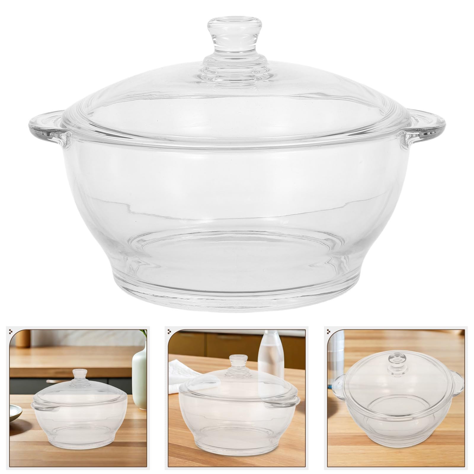 ABOOFAN Hitzebeständiger Kochtopf aus Glas 1,5l mit Deckel und Doppelgriff Ergonomisches Design Multifunktionaler Schmortopf für Hausherd und Babyernährung
