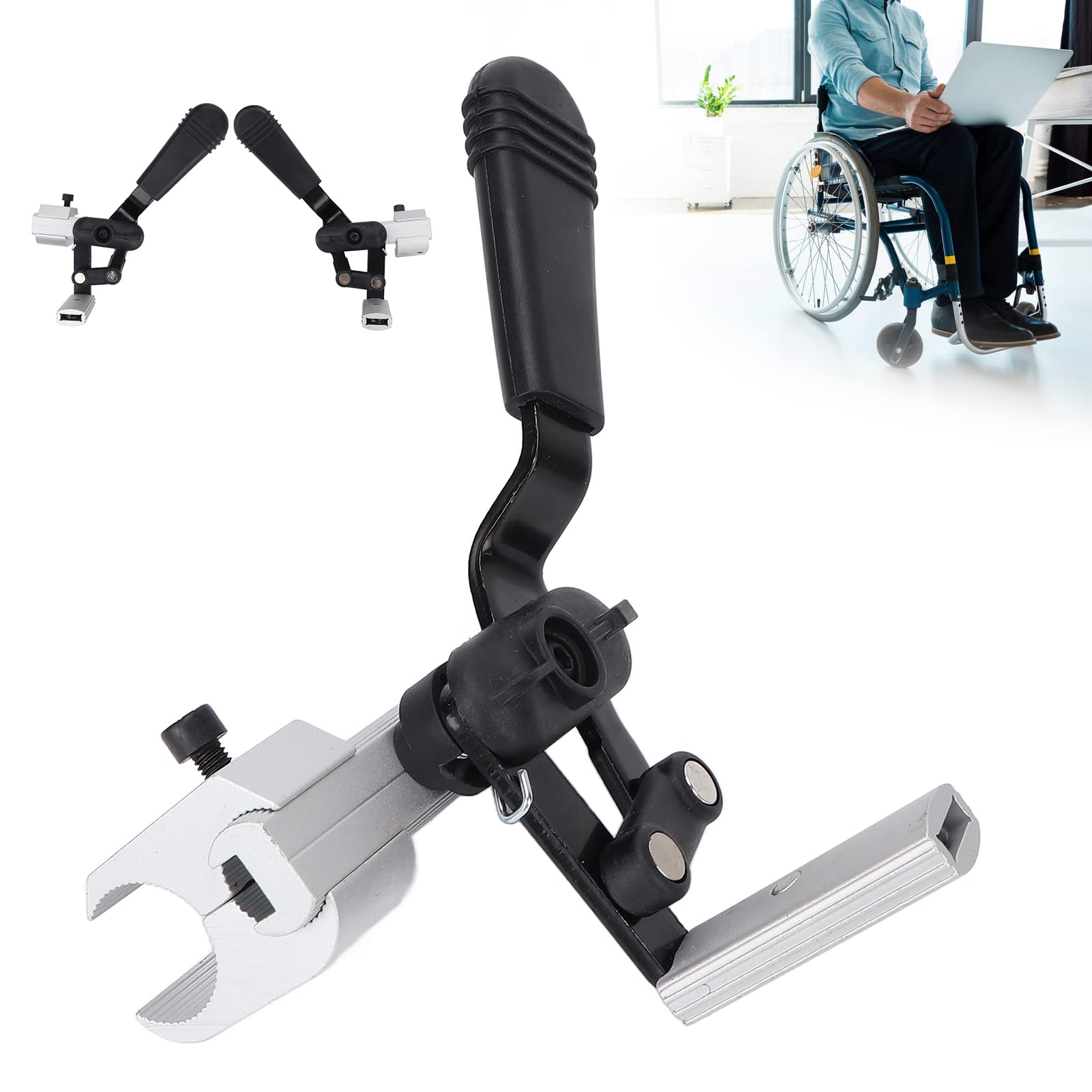 Tyenaza Frenos para Sillas de Ruedas, Frenos para Sillas de Ruedas Auxiliar, Conjunto de Freno de Mano para Silla de Ruedas Sensible al Bloqueo de Rueda de Montaje Lateral de Aluminio(Izquierda)