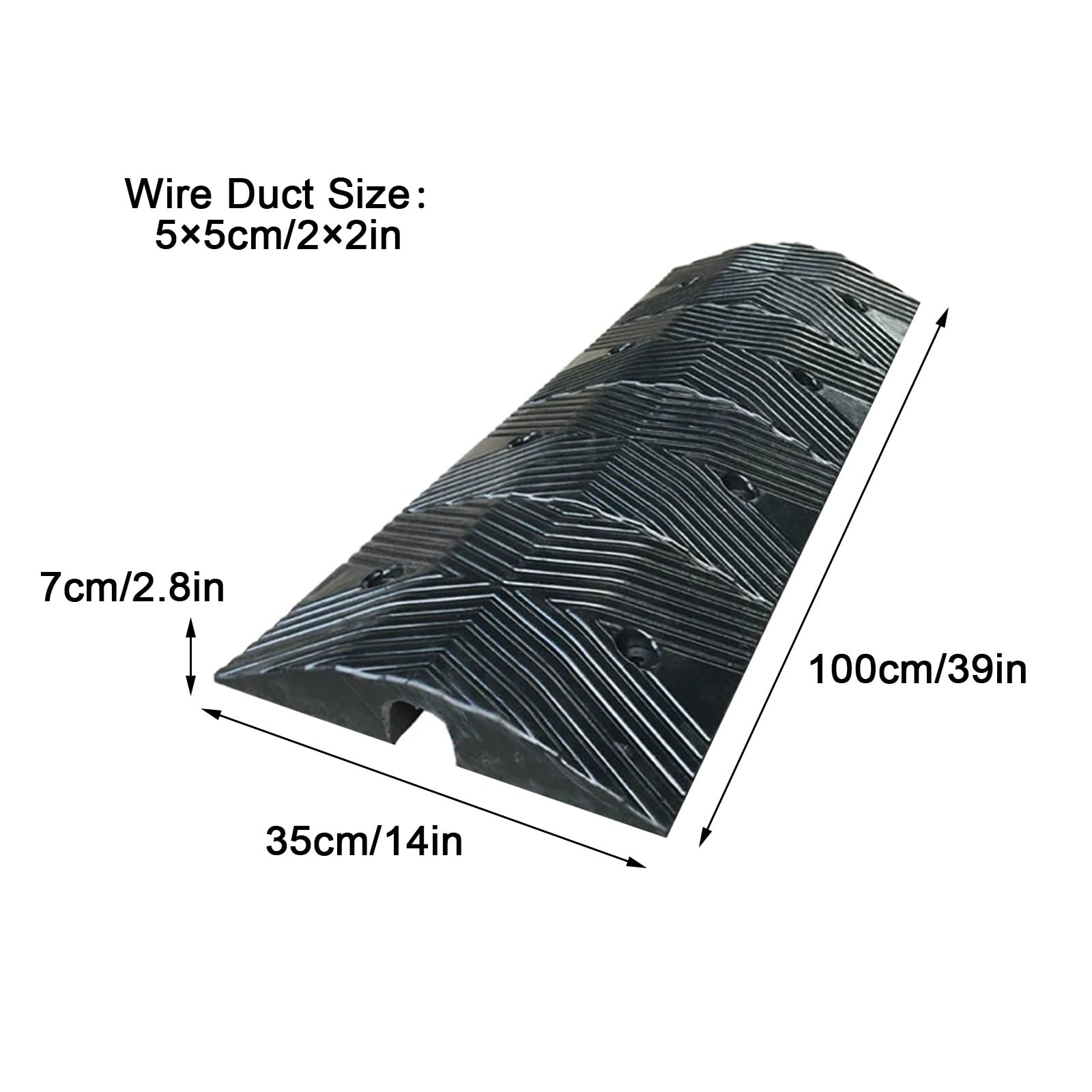 Pasacables de Suelo, Tapa Cables, Material de Caucho Negro, Base de un Solo Canal, Capacidad de Carga de 12 T, Adecuada para Almacenes y Carreteras
