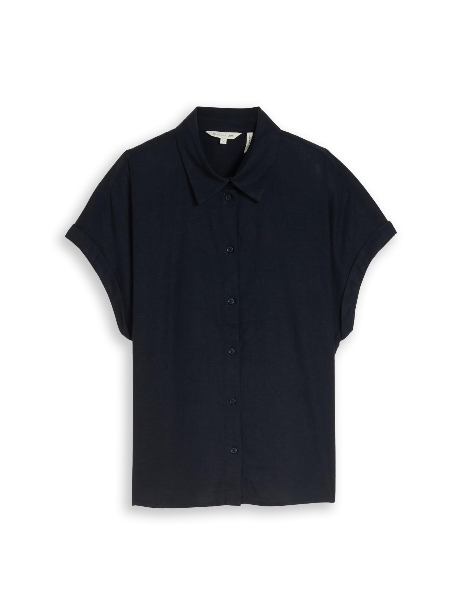 TOM TAILOR Damen Kurzarmbluse mit Leinen
