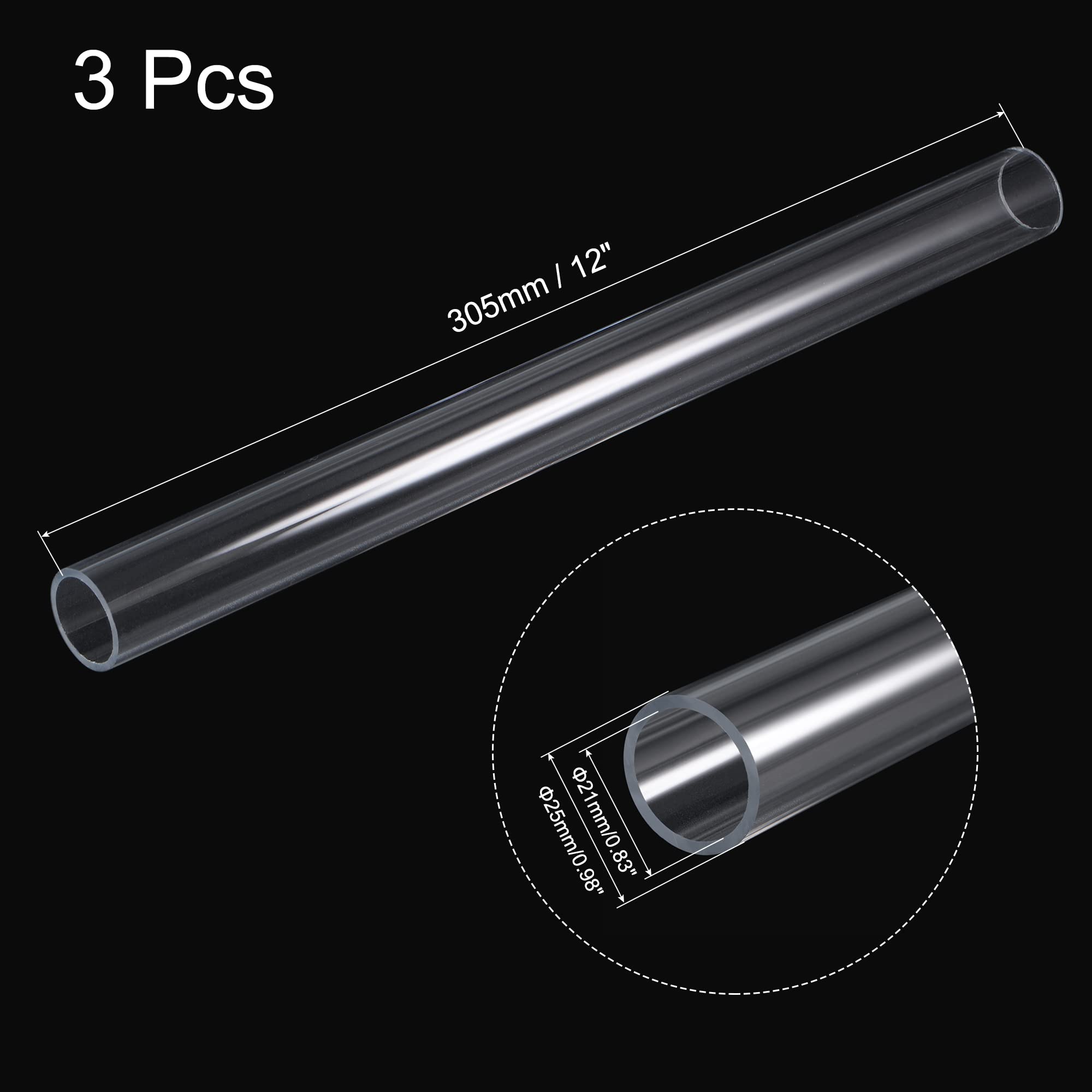 MECCANIXITY Acrylic Pipe Rigid Round Tube Clear 13/16