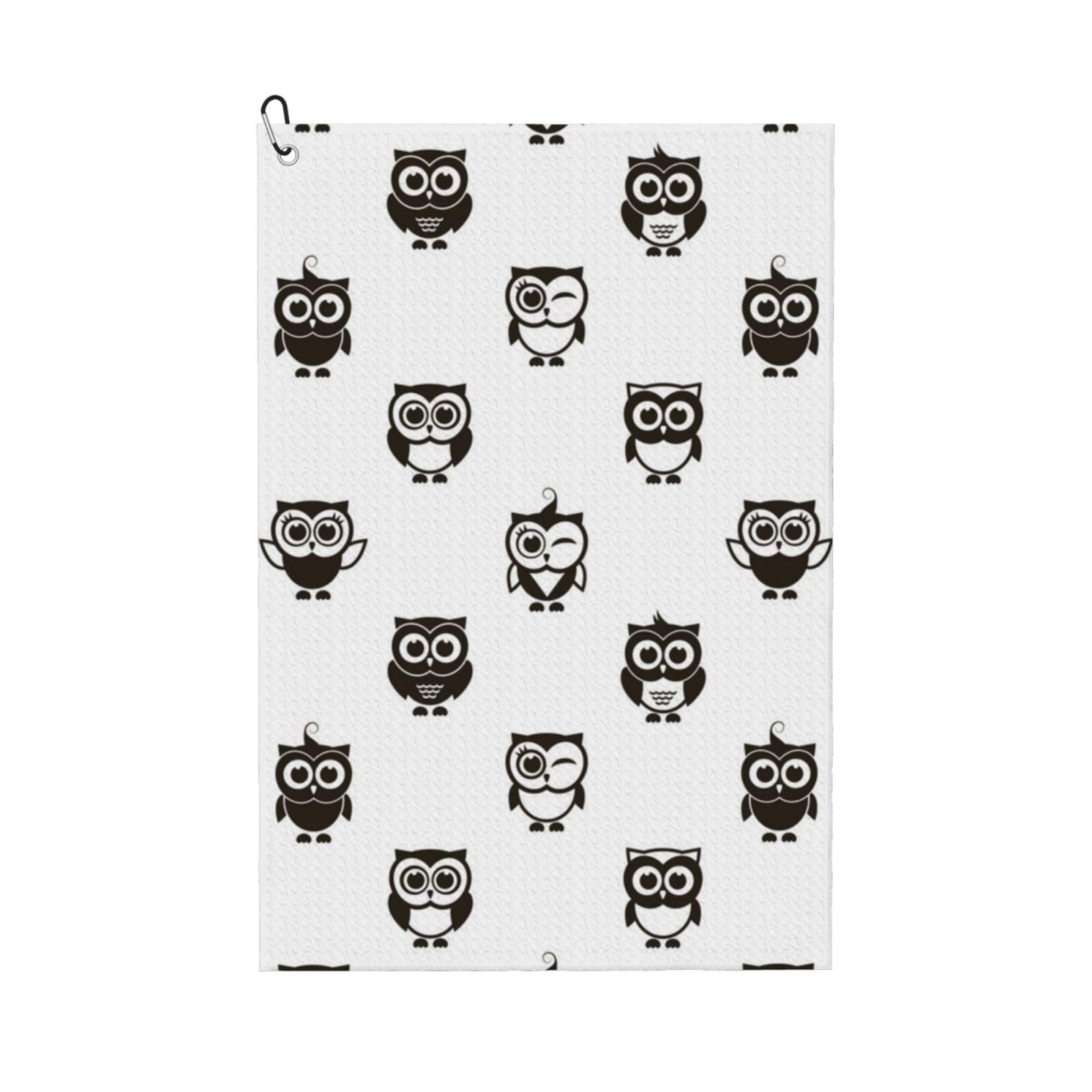 Hnnkloy Black Owls, 16x24 in Portable Waffle Golf Towels with Carabiner Clip for Golf Bag