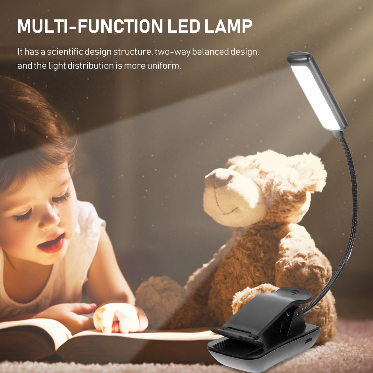 Lampe de Pupitre LED Rechargeable Noire, Lot de 2, à Pince