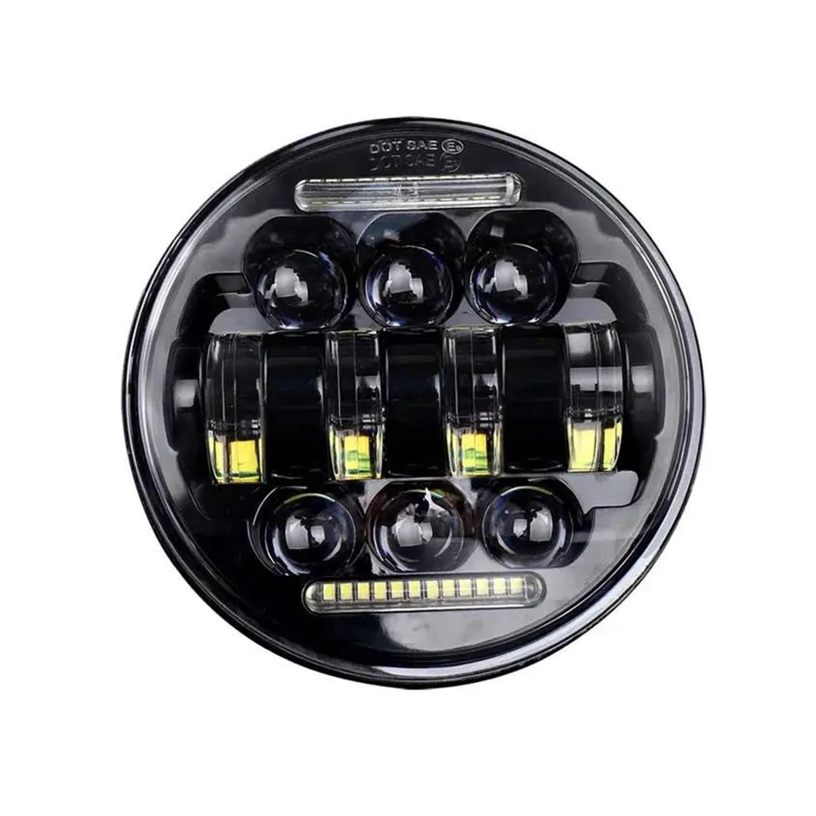 Phare moto LED feux de croisement et route optique ronde 5.75 pouces