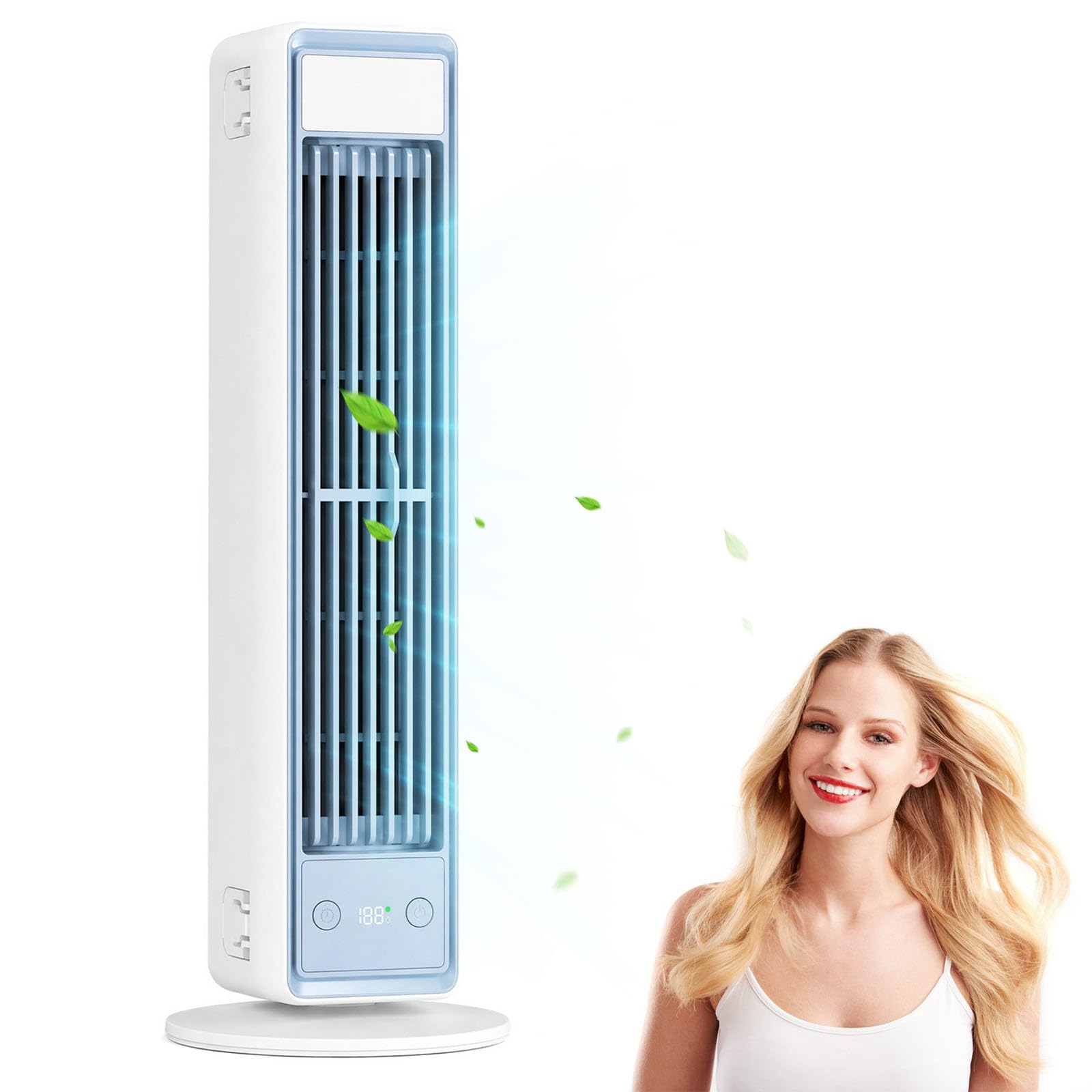 BreezaMax Air Kühlkönig, Airzuma Portable, Polar Breeze–BreezaMax Mini Cooling Ace, Leise & Energieeffizient, 3 Geschwindigkeiten, Bladeless Design, Perfekt für Büro, Schlafzimmer & Zuhause (Weiß)